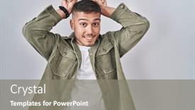  Presentation with bunny - Slides consisting of young-hispanic-man-standing-over background and a gray colored foreground