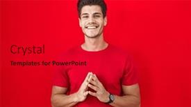  Presentation with optimistic - Slide set with young-hispanic-man-standing-over background and a red colored foreground