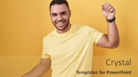  Presentation with yellow music - Presentation theme having young-hispanic-man-standing-over background and a yellow colored foreground