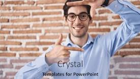  Presentation with creativity - Presentation theme having young-hispanic-man-standing-over background and a light blue colored foreground