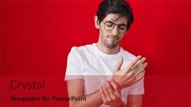  Presentation with arthritis - Slides with young-hispanic-man-standing-over background and a crimson colored foreground