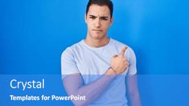  Presentation with forefinger - PPT layouts consisting of young-hispanic-man-standing-over background and a teal colored foreground