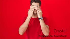  Presentation with vision - PPT theme with young-hispanic-man-standing-over background and a crimson colored foreground