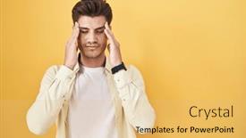  Presentation with stress - Theme featuring young-hispanic-man-standing-over background and a yellow colored foreground