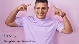  Presentation with thought - Theme enhanced with young-hispanic-man-standing-over background and a light blue colored foreground