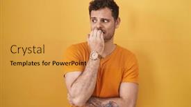  Presentation with nails - Presentation theme having young-hispanic-man-standing-over background and a gold colored foreground