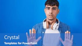  Presentation with forbidden - Slides consisting of young-hispanic-man-standing-over background and a teal colored foreground