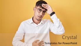  Presentation with fever - Presentation theme enhanced with young-hispanic-man-standing-over background and a coral colored foreground