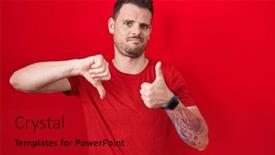  Presentation with conflict - PPT layouts featuring young-hispanic-man-standing-over background and a crimson colored foreground