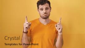  Presentation with depressed - Presentation featuring young-hispanic-man-standing-over background and a gold colored foreground