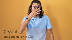  Presentation with bad breath - Presentation theme with young-hispanic-man-standing-over background and a coral colored foreground