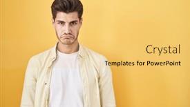  Presentation with crying - Theme with young-hispanic-man-standing-over background and a yellow colored foreground