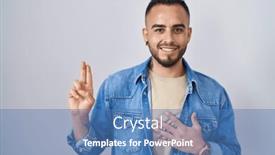  Presentation with chest - Slide set enhanced with young-hispanic-man-standing-over background and a teal colored foreground