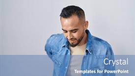  Presentation with backache - Slide deck featuring young-hispanic-man-standing-over background and a  colored foreground