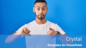  Presentation with conflict - PPT layouts with young-hispanic-man-standing-over background and a teal colored foreground