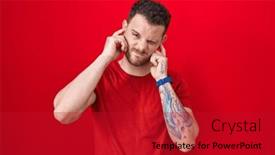  Presentation with noise - Presentation featuring young-hispanic-man-standing-over background and a crimson colored foreground