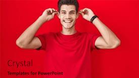  Presentation with ears - Presentation theme with young-hispanic-man-standing-over background and a dark gray colored foreground