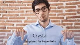  Presentation with unhappy - Presentation design consisting of young-hispanic-man-standing-over background and a light blue colored foreground