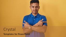  Presentation with direction - Slides having young-hispanic-man-standing-over background and a gold colored foreground