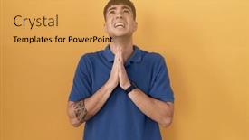  Presentation with hope - Slide set consisting of young-hispanic-man-standing-over background and a yellow colored foreground