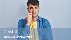  Presentation with lips mouth - PPT theme featuring young-hispanic-man-standing-over background and a teal colored foreground