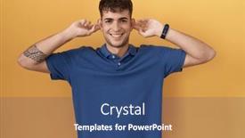  Presentation with ears - Slide deck having young-hispanic-man-standing-over background and a ocean colored foreground