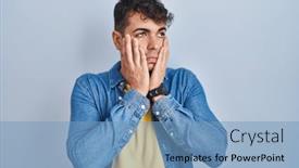  Presentation with sadness - PPT layouts with young-hispanic-man-standing-over background and a teal colored foreground