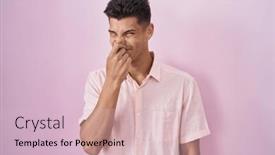  Presentation with bad breath - Slide set consisting of young-hispanic-man-standing-over background and a lemonade colored foreground