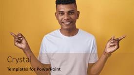  Presentation with advertisement - Presentation theme enhanced with young-hispanic-man-standing-over background and a red colored foreground