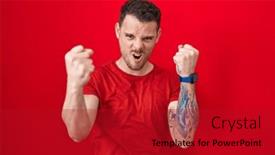  Presentation with anger - PPT theme enhanced with young-hispanic-man-standing-over background and a crimson colored foreground