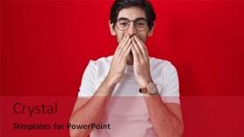  Presentation with scandal - PPT theme enhanced with young-hispanic-man-standing-over background and a crimson colored foreground