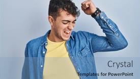  Presentation with blue music - Theme featuring young-hispanic-man-standing-over background and a  colored foreground