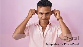  Presentation with ears - Presentation having young-hispanic-man-standing-over background and a lemonade colored foreground