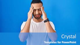  Presentation with migraine - Slides having young-hispanic-man-standing-over background and a teal colored foreground