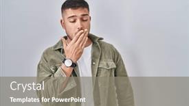  Presentation with sleepiness - Slide set featuring young-hispanic-man-standing-over background and a gray colored foreground