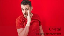  Presentation with talk - Slide set with young-hispanic-man-standing-over background and a crimson colored foreground