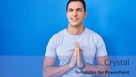  Presentation with praying hands - PPT layouts enhanced with young-hispanic-man-standing-over and a light blue colored foreground