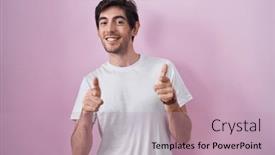  Presentation with energy - Slide set having young-hispanic-man-standing-over and a coral colored foreground