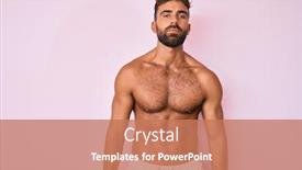  Presentation with special education young adult man - Theme consisting of young-hispanic-man-standing-shirtless background and a coral colored foreground