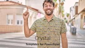  Presentation with street - Presentation theme having young-hispanic-man-standing background and a coral colored foreground