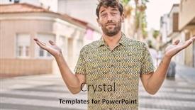  Presentation with students hands raised - Presentation design featuring young-hispanic-man-standing background and a  colored foreground