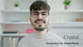  Presentation with university - PPT theme enhanced with young-hispanic-man-standing and a  colored foreground