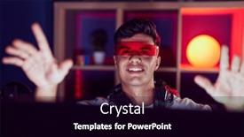  Presentation with virtual reality - Slide deck enhanced with young-hispanic-man-streamer-playing background and a black colored foreground