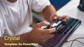  Presentation with streamer - PPT layouts with young-hispanic-man-streamer-playing background and a tawny brown colored foreground