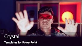  Presentation with streamer - PPT theme enhanced with young-hispanic-man-streamer-playing background and a black colored foreground