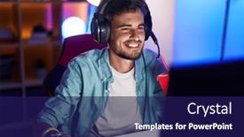  Presentation with streamer - PPT layouts having young-hispanic-man-streamer-playing background and a navy blue colored foreground