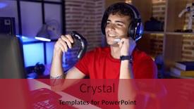  Presentation with streamer - Slide set with young-hispanic-man-streamer-playing background and a crimson colored foreground