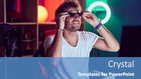  Presentation with music studio lowers - Theme having young-hispanic-man-streamer-smiling background and a teal colored foreground