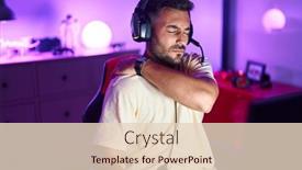  Presentation with computer room - Theme consisting of young-hispanic-man-streamer-stressed background and a lemonade colored foreground