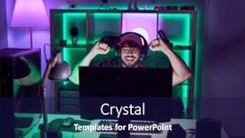  Presentation with streamer - Theme consisting of young-hispanic-man-streamer-using background and a navy blue colored foreground